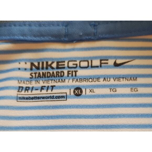 Nike Golf Dri-Fit Blue Striped Short Sleeves Polo T-shirt Size XL - Picture 5 of 11